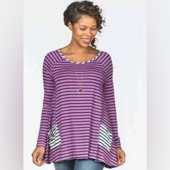 Matilda Jane No imitiations Purple Striped Women's Top - Picture 1 of 6